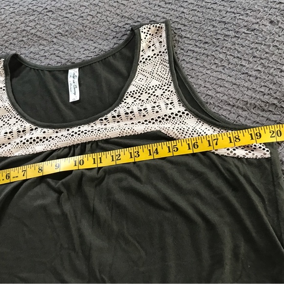 Bundle 3 for $10 Army green with cream eyelet accent tank top in EUC - Picture 6 of 7